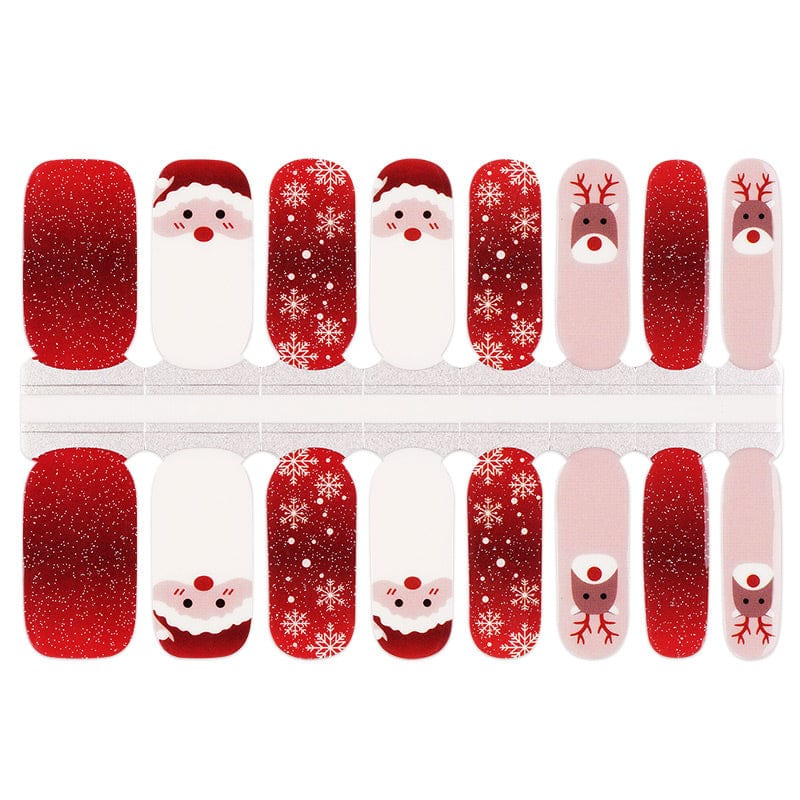 Complete Christmas nail wrap set with Santa faces, reindeer and glitter patterns