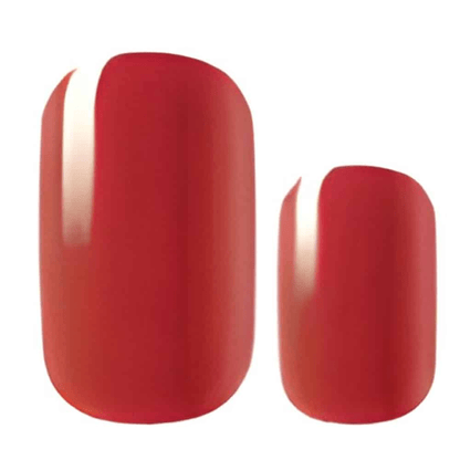 Glossy red-orange nail wraps in two sizes for professional at-home nail art