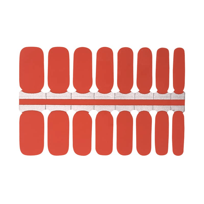 Rust terracotta nail wrap sheet showing solid colour classic manicure design