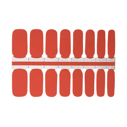 Rust terracotta nail wrap sheet showing solid colour classic manicure design