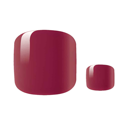 Two glossy burgundy pedicure nail wraps showing deep red wine colour finish