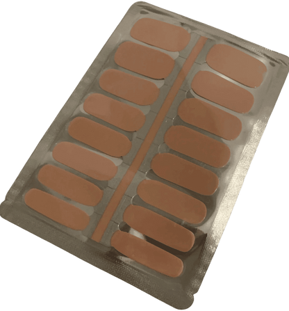 Beige nude nail wraps in sheet format showing multiple sizes for at-home manicure