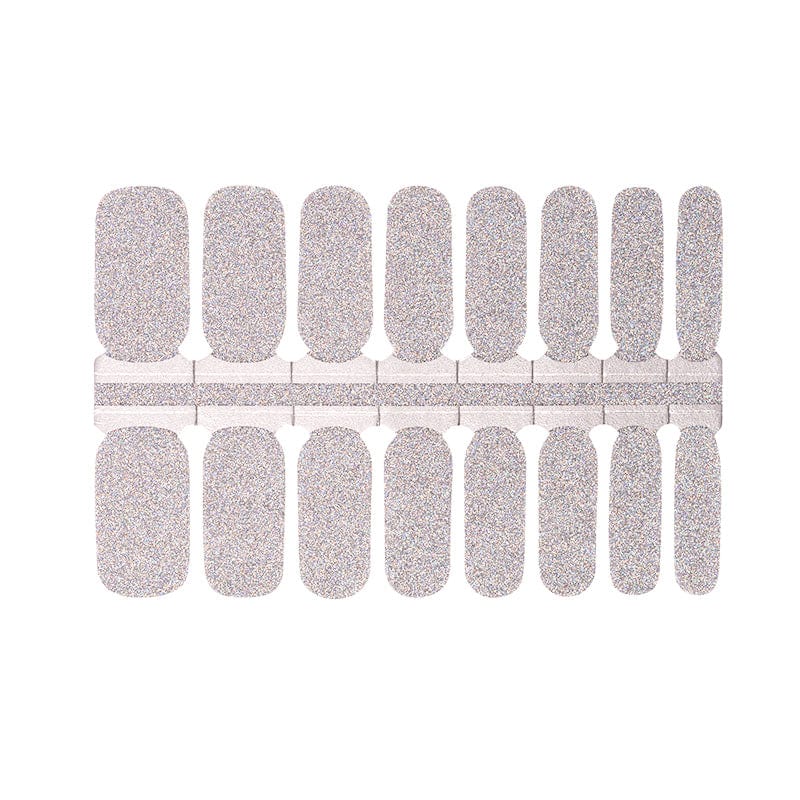 Silver glitter non-UV nail wraps sheet with metallic sparkle finish for DIY nail art