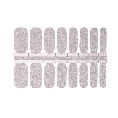 Silver glitter non-UV nail wraps sheet with metallic sparkle finish for DIY nail art