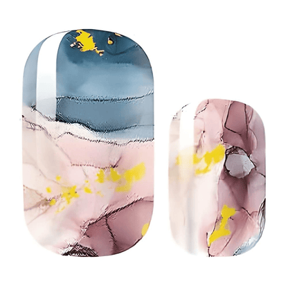 Abstract marble nail wraps in pink navy blue watercolour stone pattern