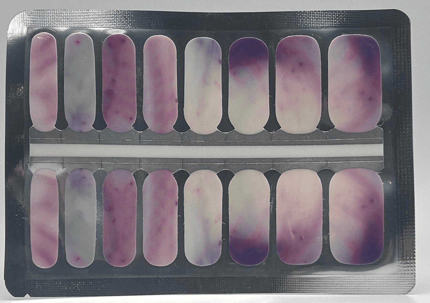 Storm cloud purple gradient nail wrap strips showing ombre pattern design