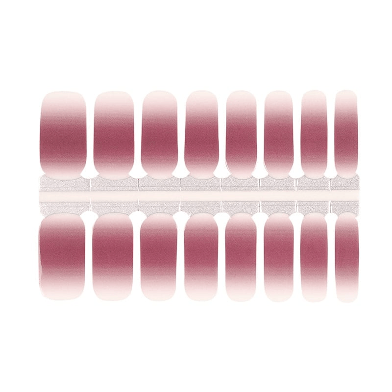 Sheet of dusty pink ombre nail wraps with gradient fade design strips