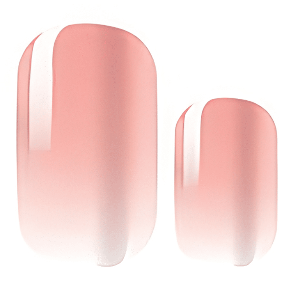 Glossy coral pink ombre nail art showing gradient sunset fade nail design