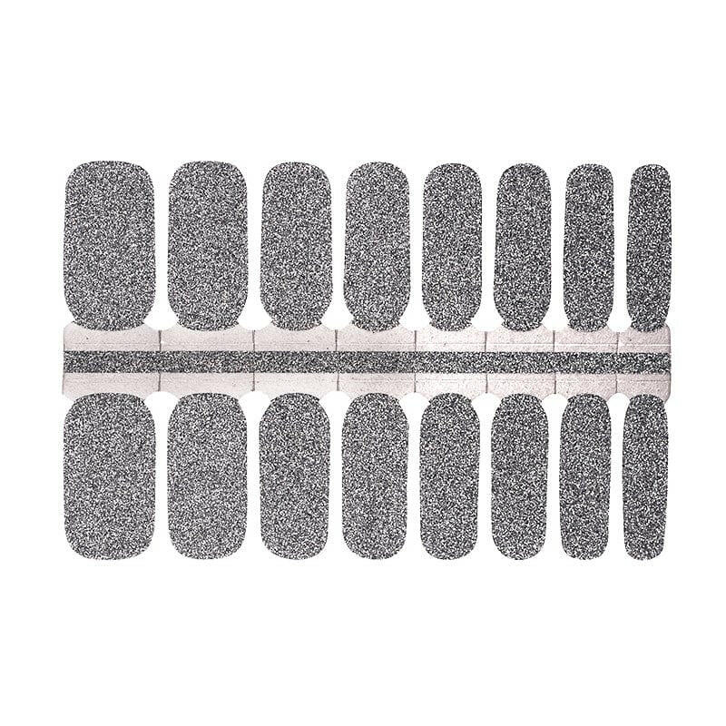 Silver metallic nail wraps sheet with glitter chrome finish for DIY nail art