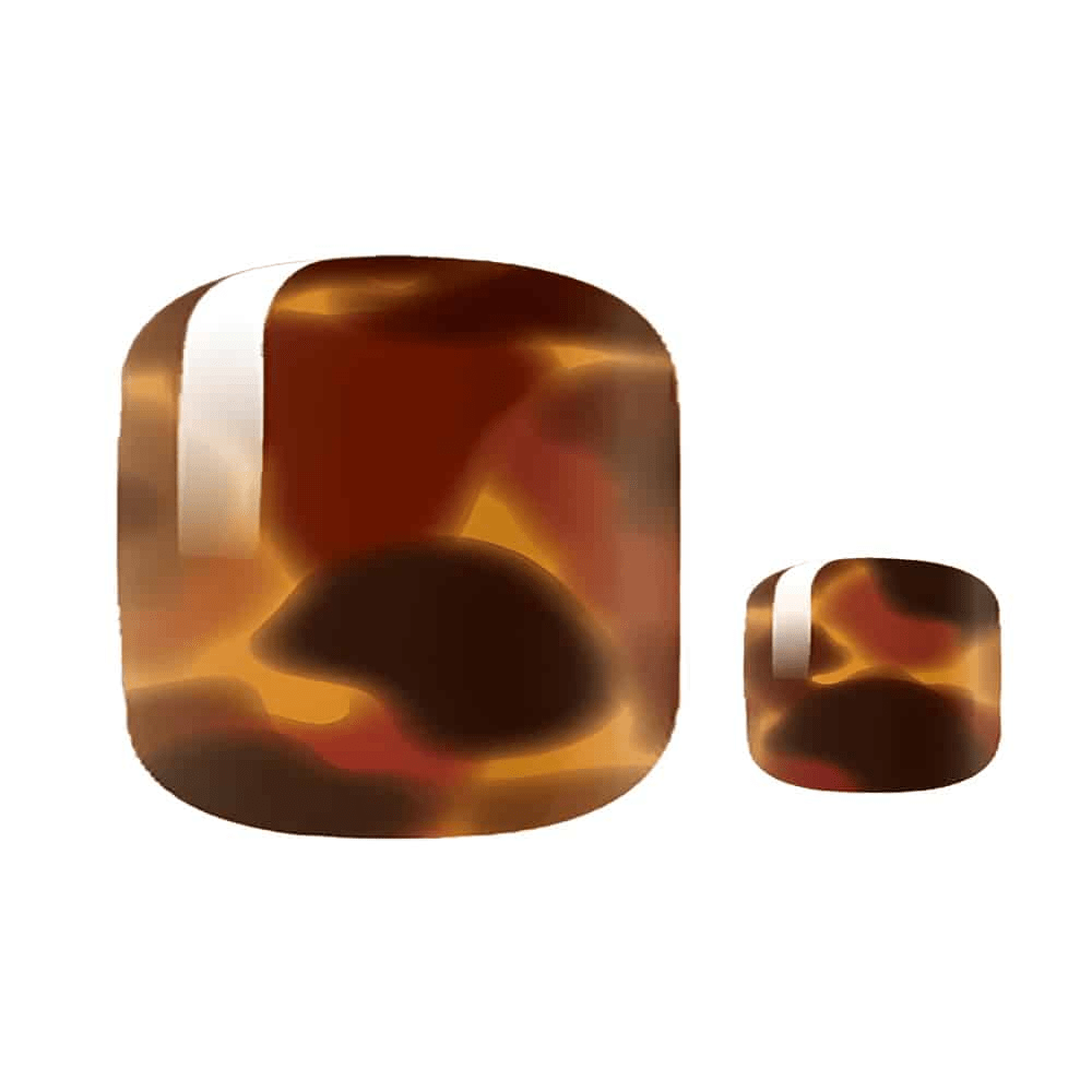 Brown tortoiseshell pattern non-UV pedicure nail wraps with glossy finish