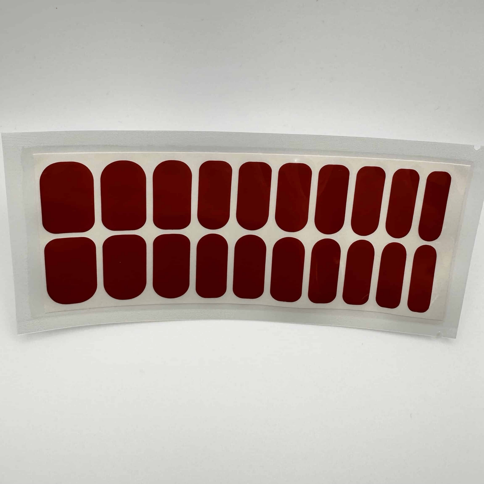 Deep red glossy gel nail wraps wide fit 20 piece set for at-home manicure