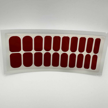Deep red glossy gel nail wraps wide fit 20 piece set for at-home manicure
