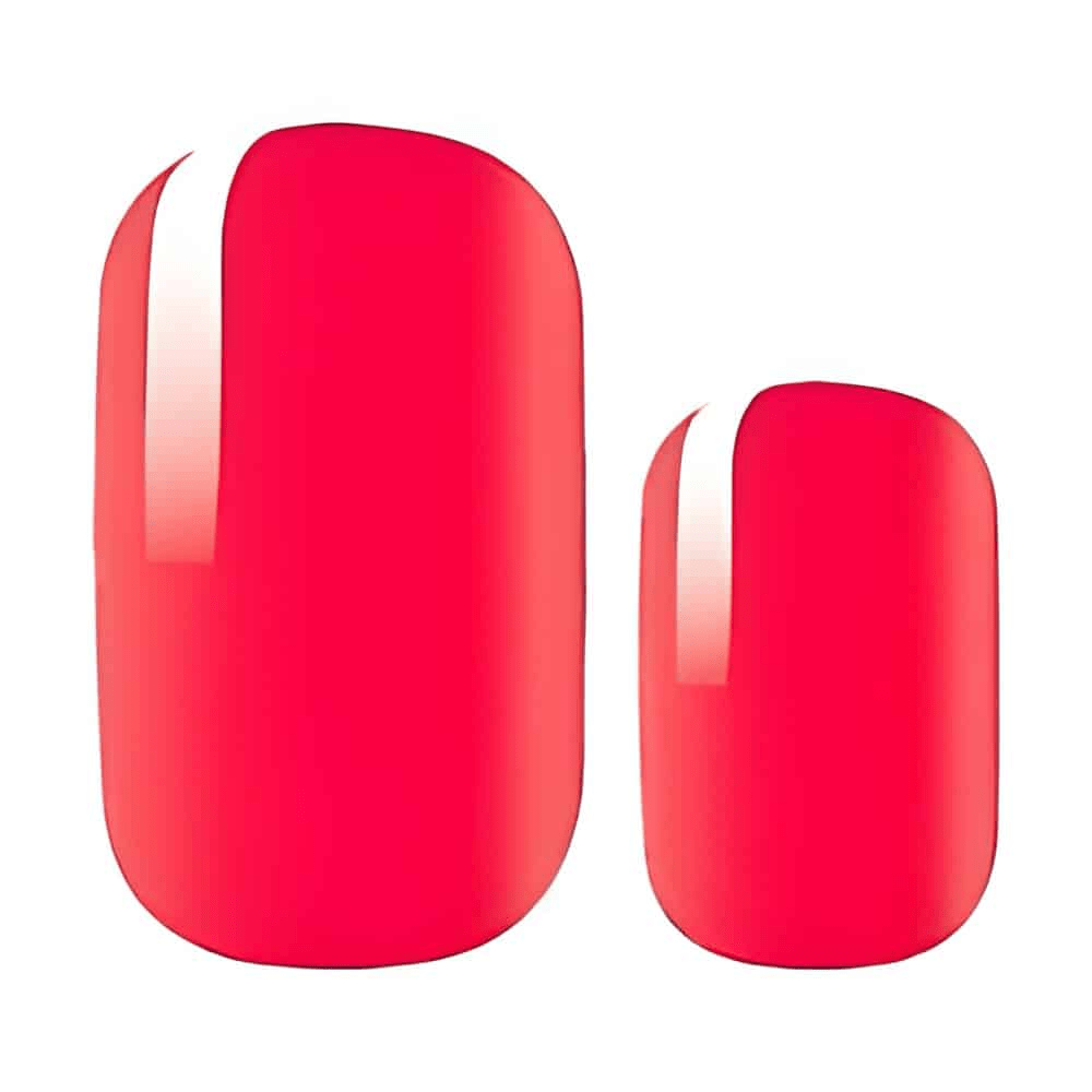 Bright hot pink glossy nail wraps in classic oval shape for vibrant manicure