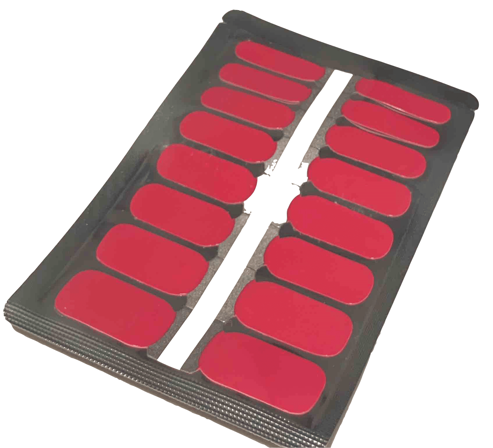 Bright red gel nail wraps sheet with multiple sizes for at-home manicure