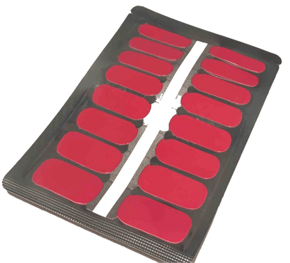 Bright red gel nail wraps sheet with multiple sizes for at-home manicure