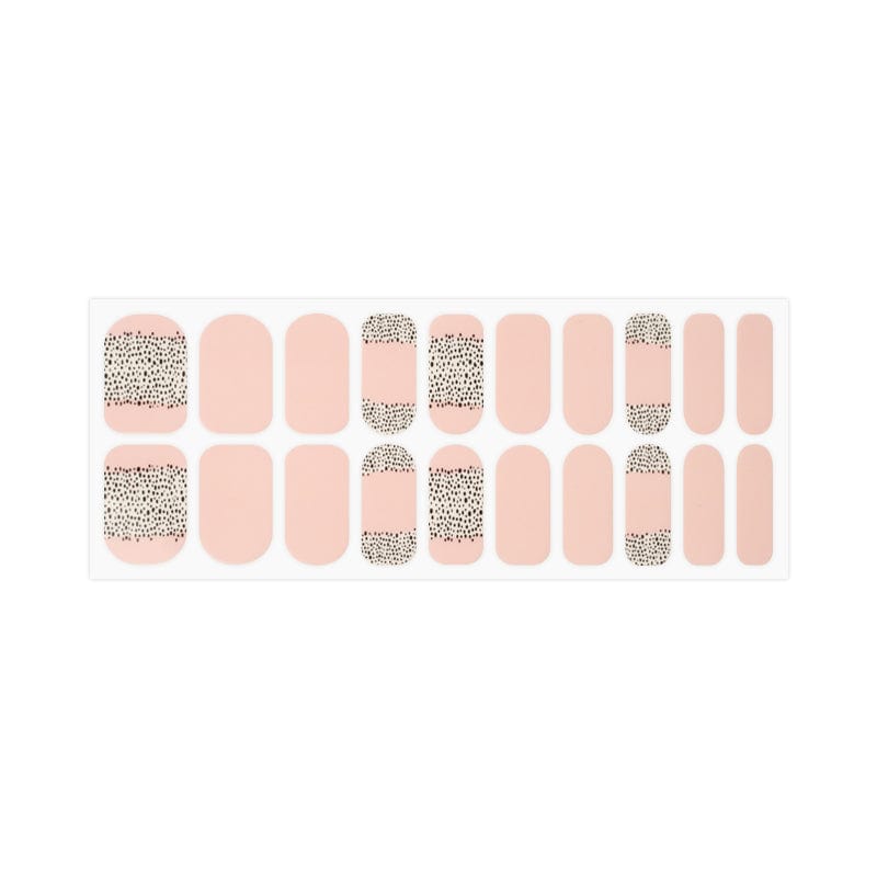 Pink and black polka dot nail wraps sheet, wide fit non-UV manicure wraps