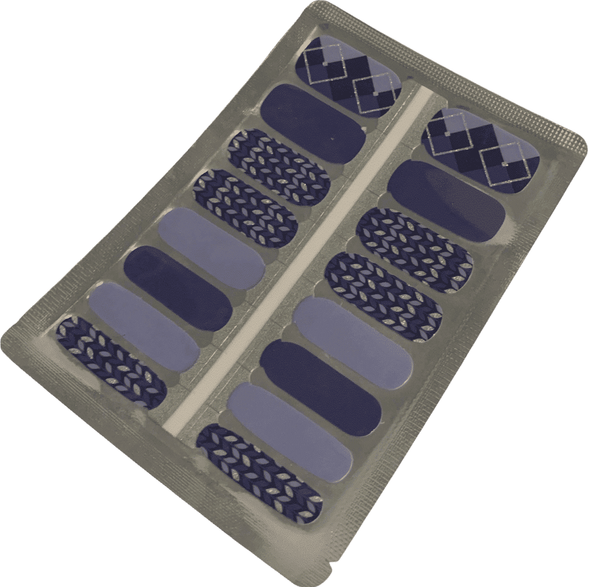 Blue geometric wave nail wraps sheet with wavy pattern design for manicure