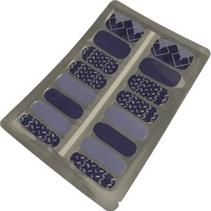 Blue geometric wave nail wraps sheet with wavy pattern design for manicure