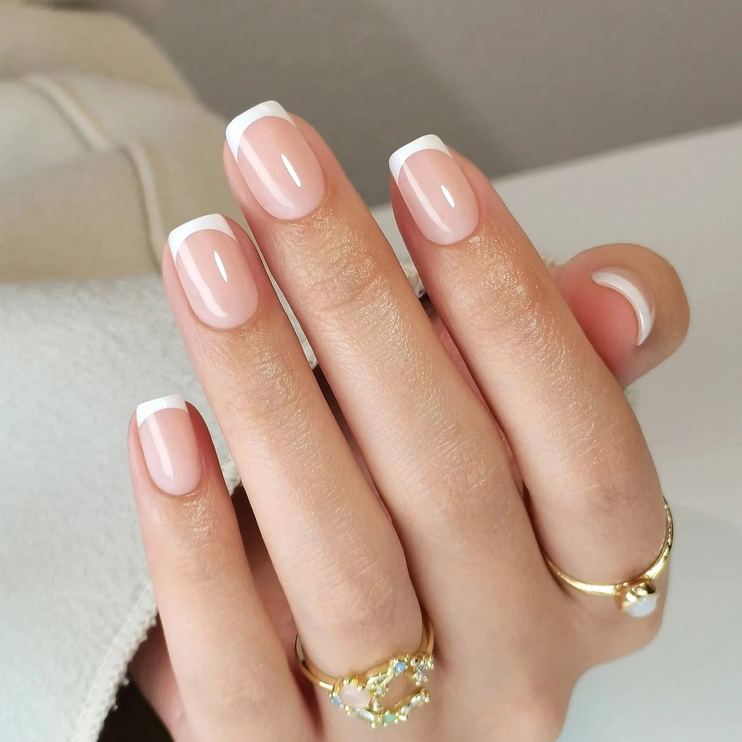 Holy Grail Nail press on Classic Square French Mani - Soft Gel Press Ons (Short Square)