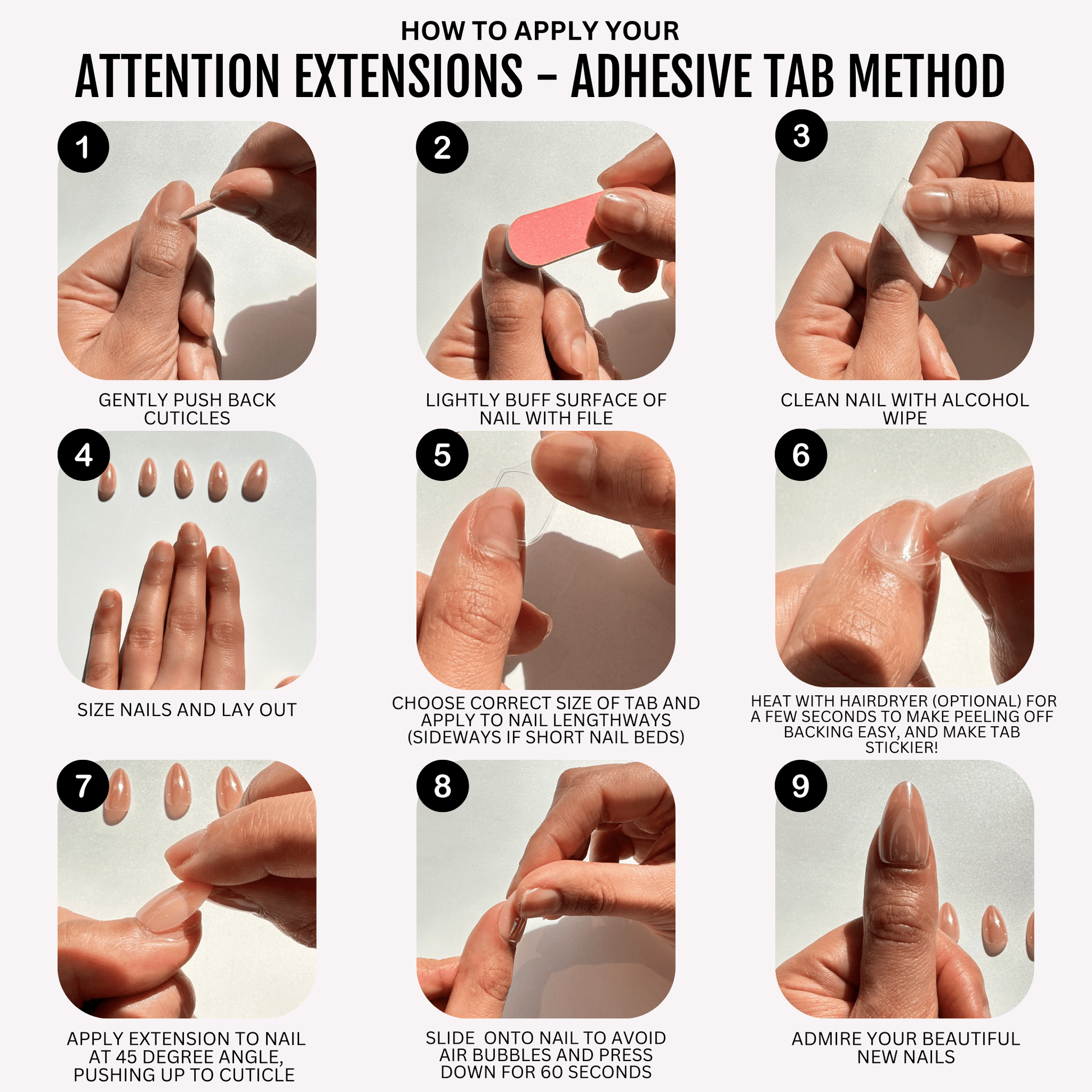 Step-by-step application guide for glazed nude French manicure soft gel press-on nails