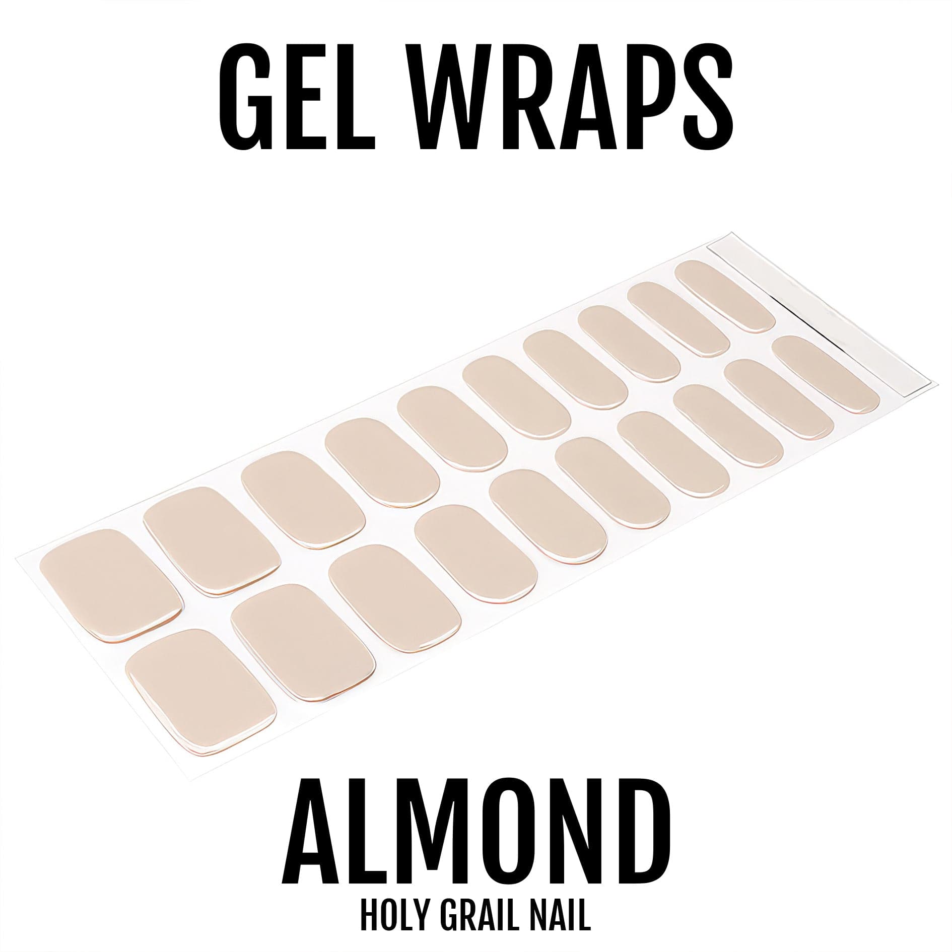 Nude almond gel nail wraps sheet with natural beige finish for at-home manicure