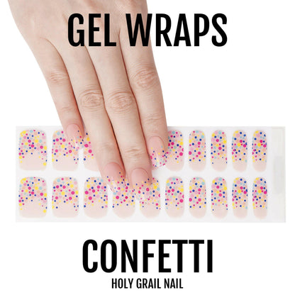 Confetti gel nail wraps sheet with colourful dotted pattern for nail art design