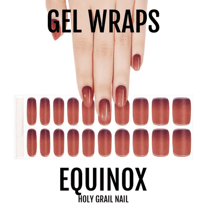 Rose gold gel nail wraps with shimmer finish showing full set of twenty manicure wraps