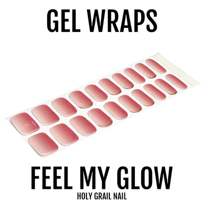 Pink gradient gel nail wraps sheet showing ombré semi-cured nail art designs