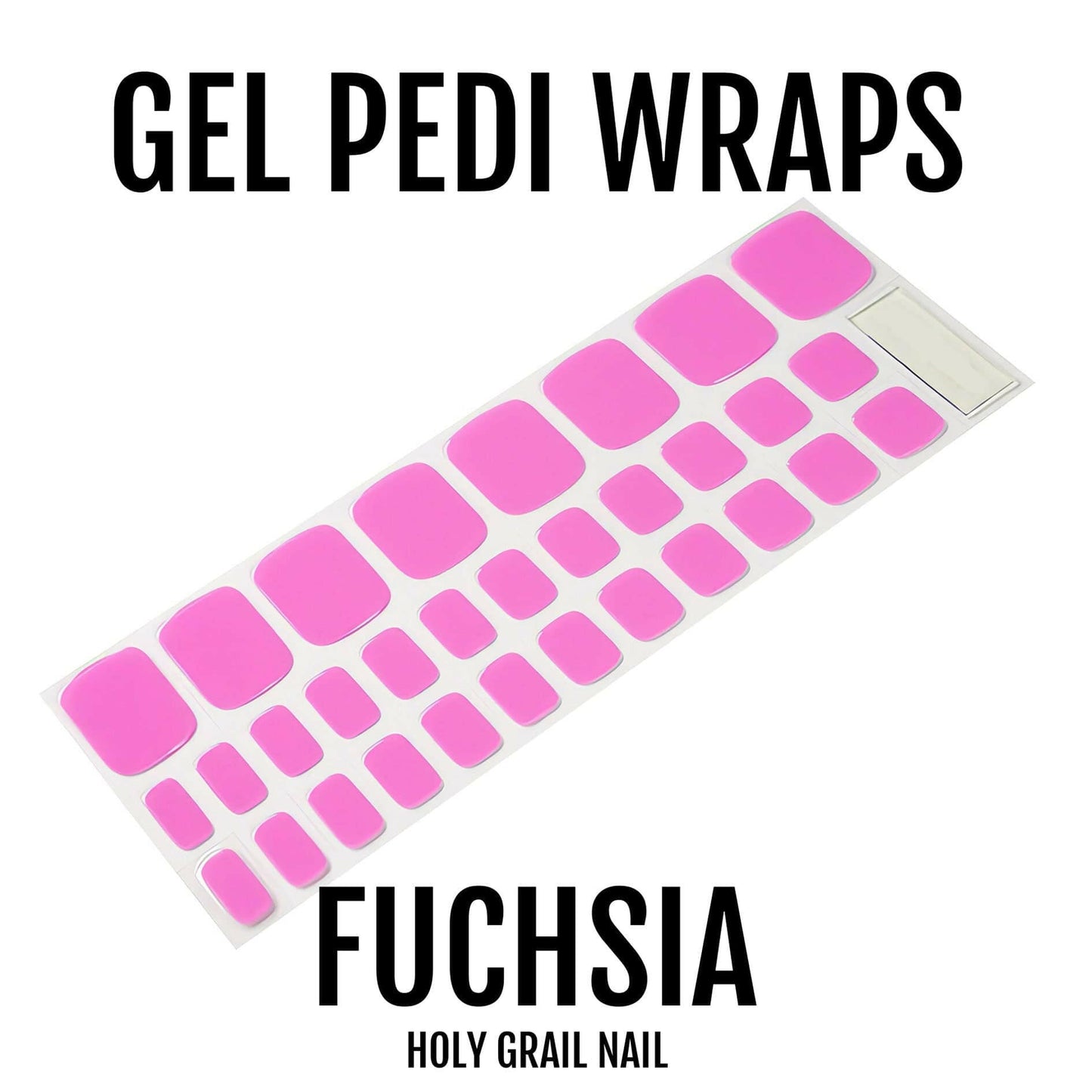 Hot pink gel pedicure wraps curved nail stickers sheet for at-home pedicure