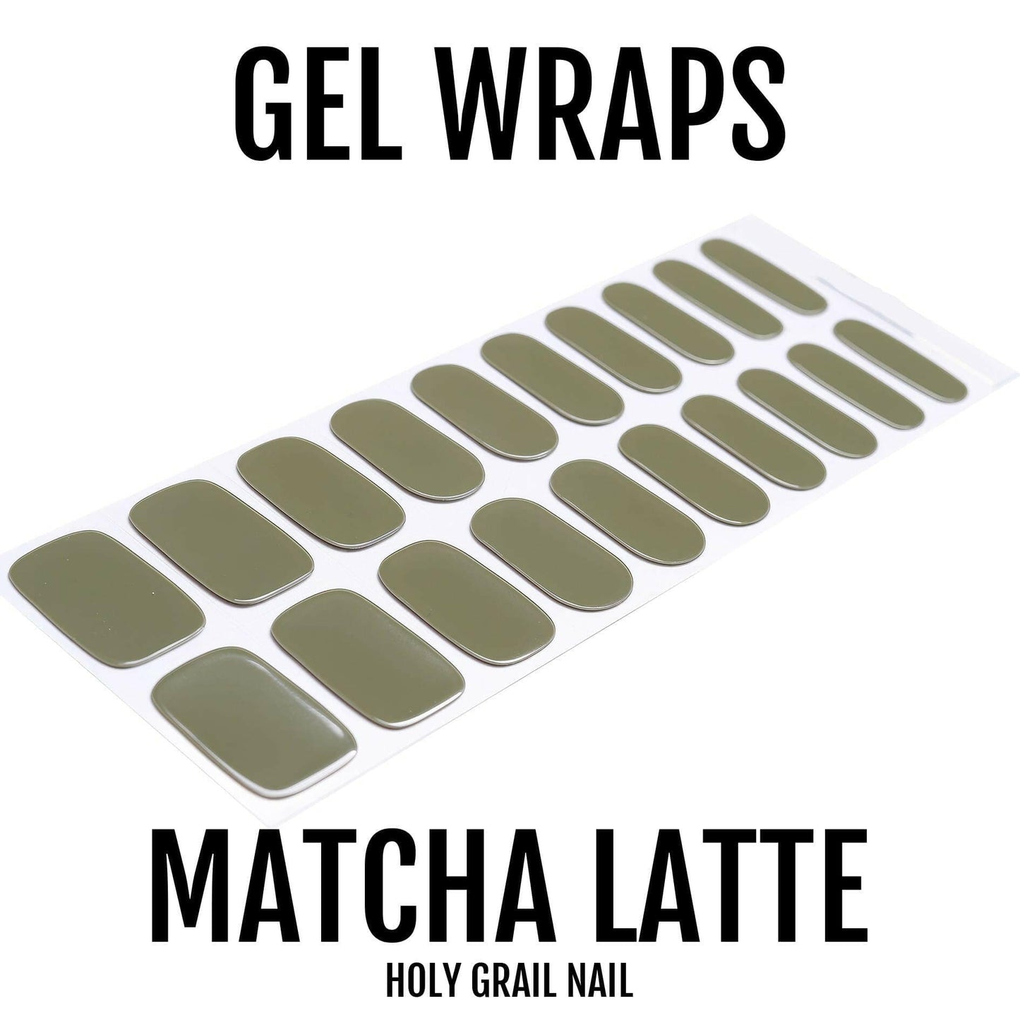 Sage green gel nail wraps set of 20 for at-home manicure