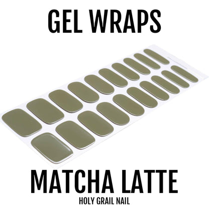 Sage green gel nail wraps set of 20 for at-home manicure