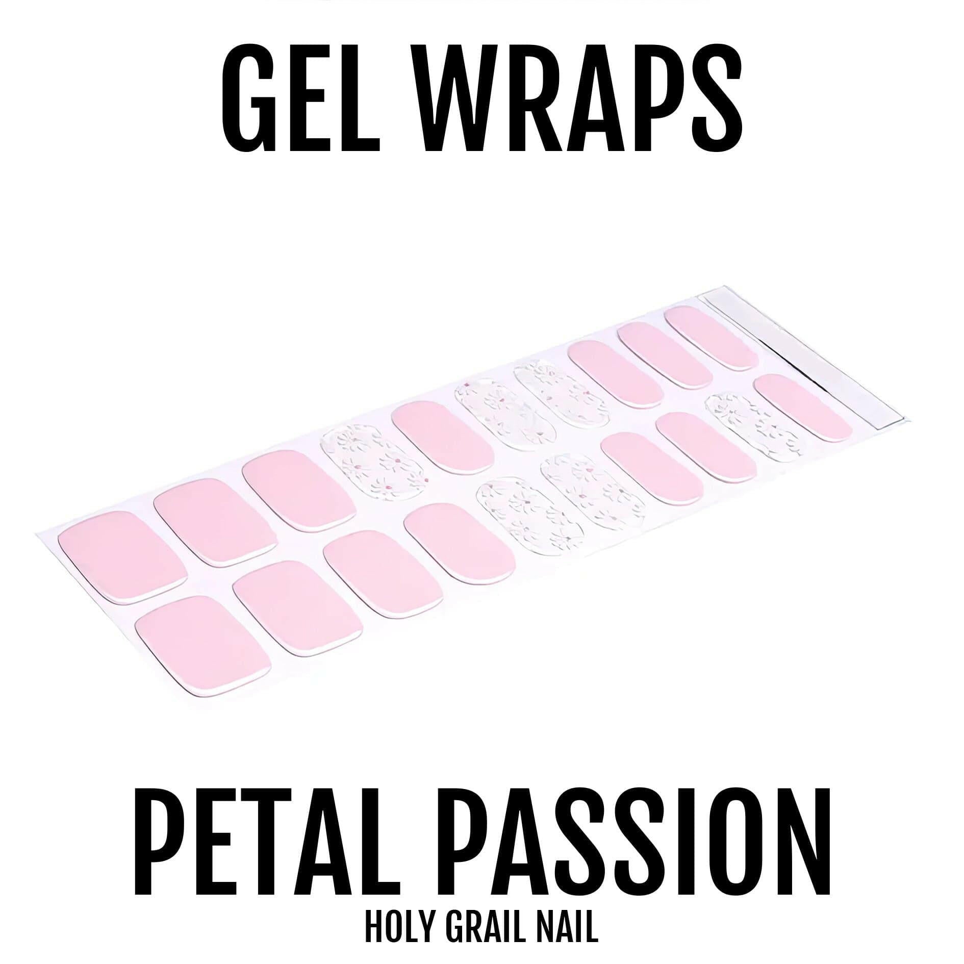 Pink gel nail wraps sheet with white daisy flower patterns for DIY manicure