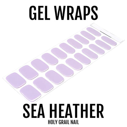 Purple gel nail wraps sheet showing individual semi-cured nail strips