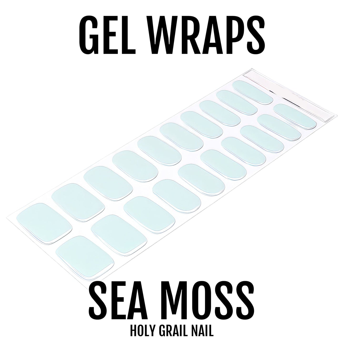 Sea moss mint green gel nail wraps in glossy finish for at-home manicure