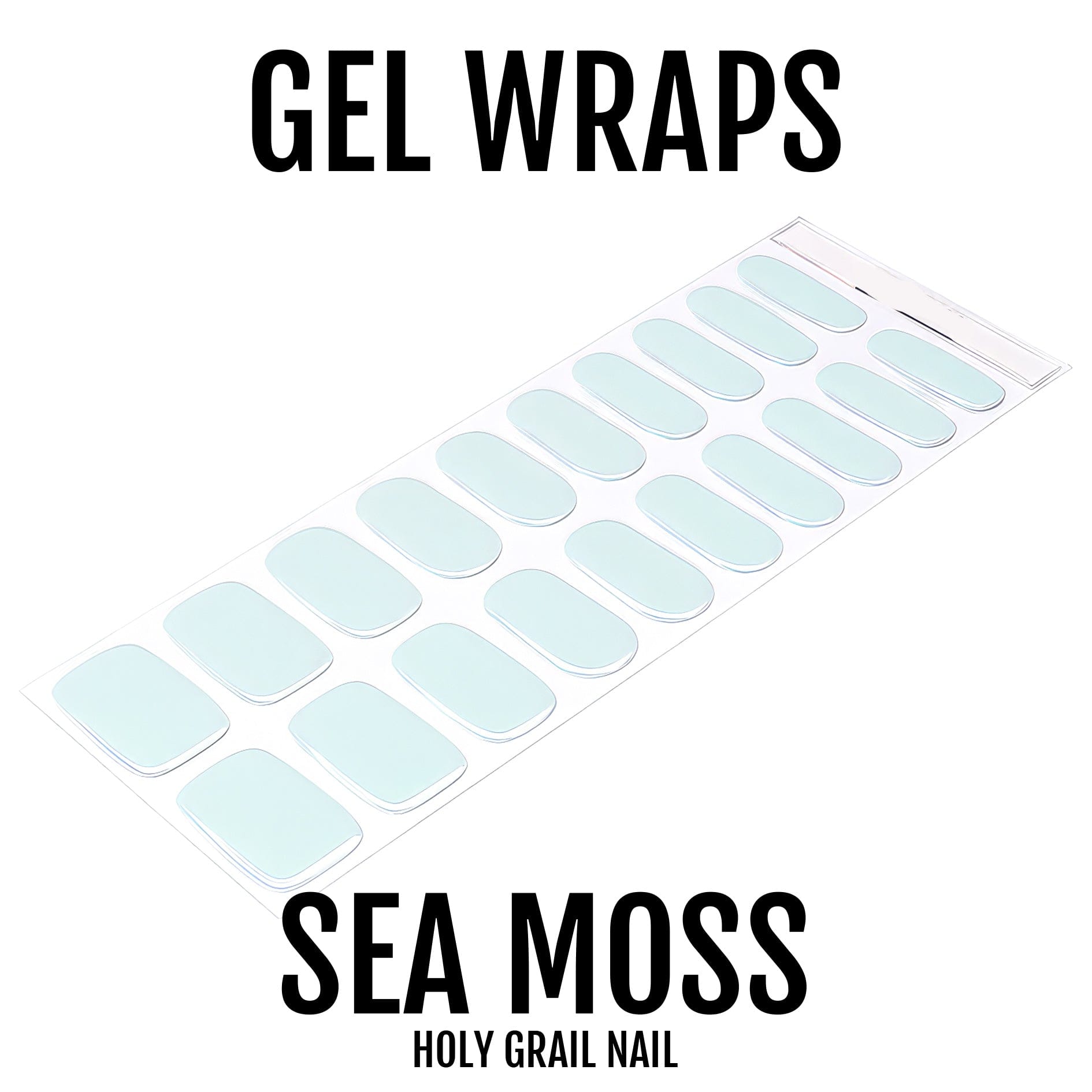 Sea moss mint green gel nail wraps in glossy finish for at-home manicure
