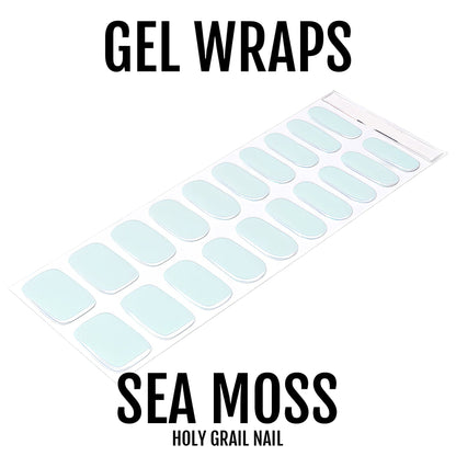 Sea moss mint green gel nail wraps in glossy finish for at-home manicure
