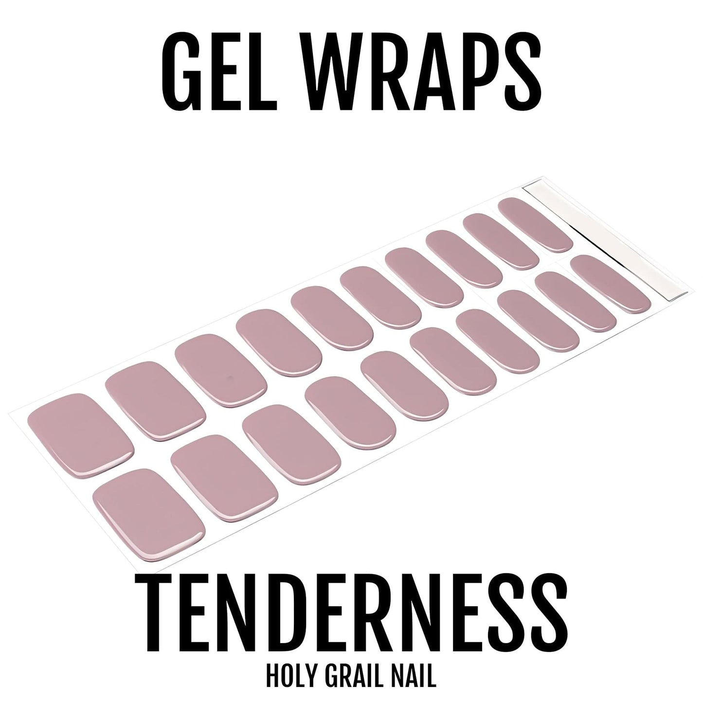 Dusty pink gel nail wraps sheet showing mauve semi-cured nail art strips