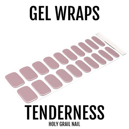 Dusty pink gel nail wraps sheet showing mauve semi-cured nail art strips