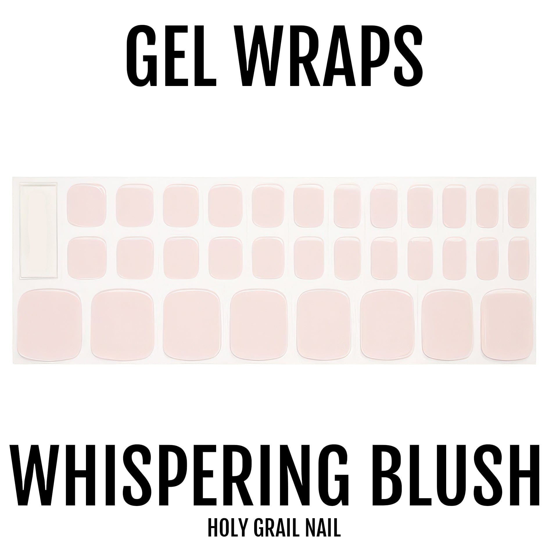 Pink nude gel pedicure wraps sheet showing various sizes for professional nail art