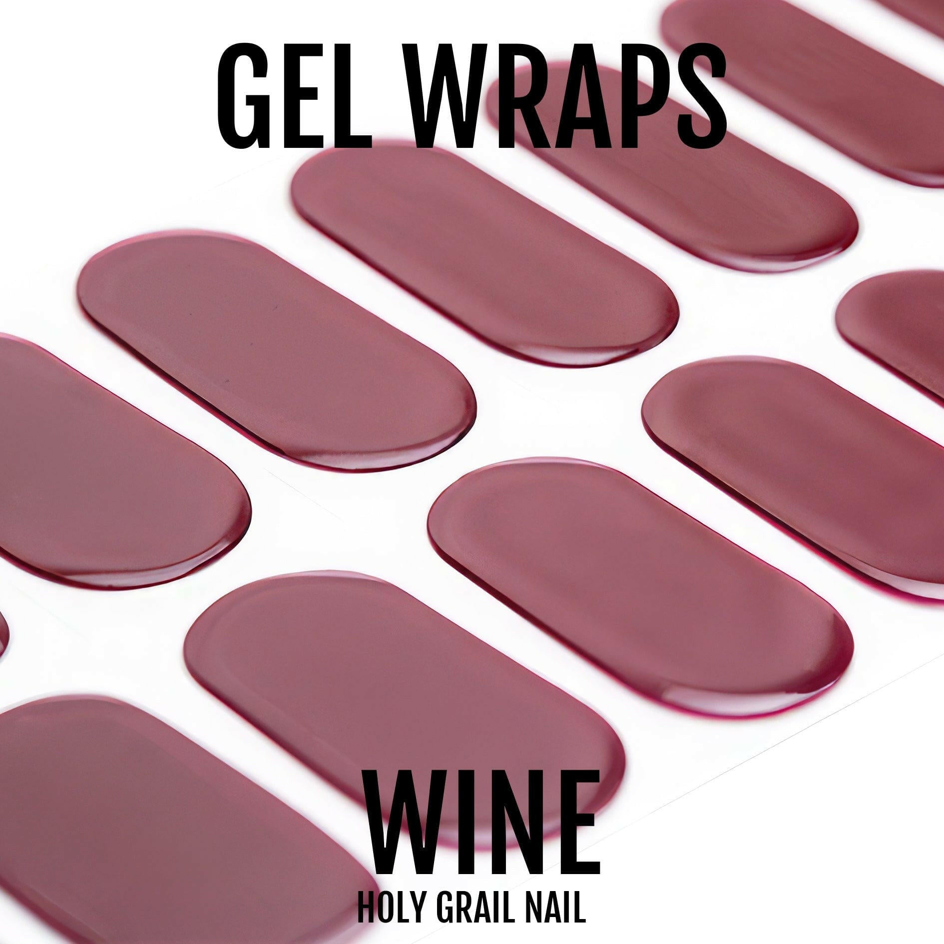 Wine burgundy gel nail wrap strips showing glossy finish for DIY manicure